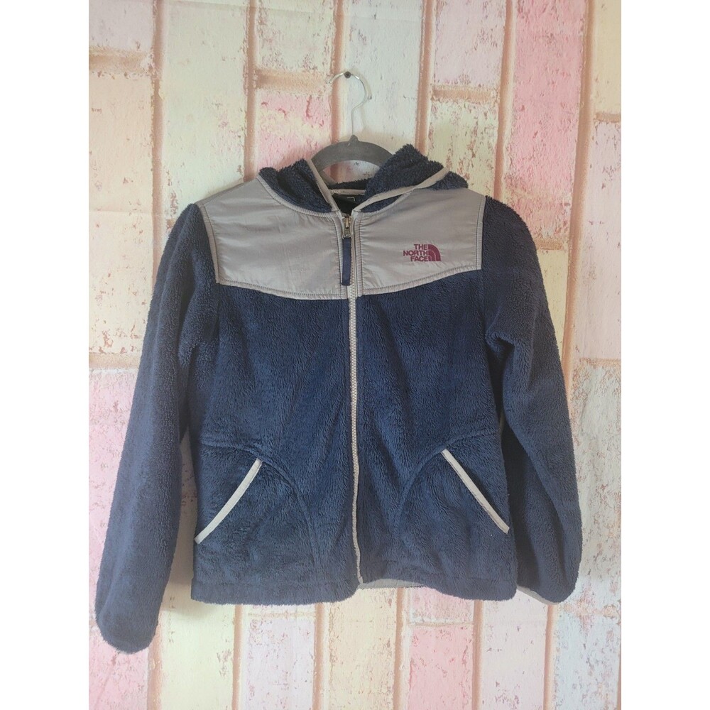 GIRLS/BOYS  North Face Zip Fleece Hoodie Jacket M 10 12 Blue Grey #1010